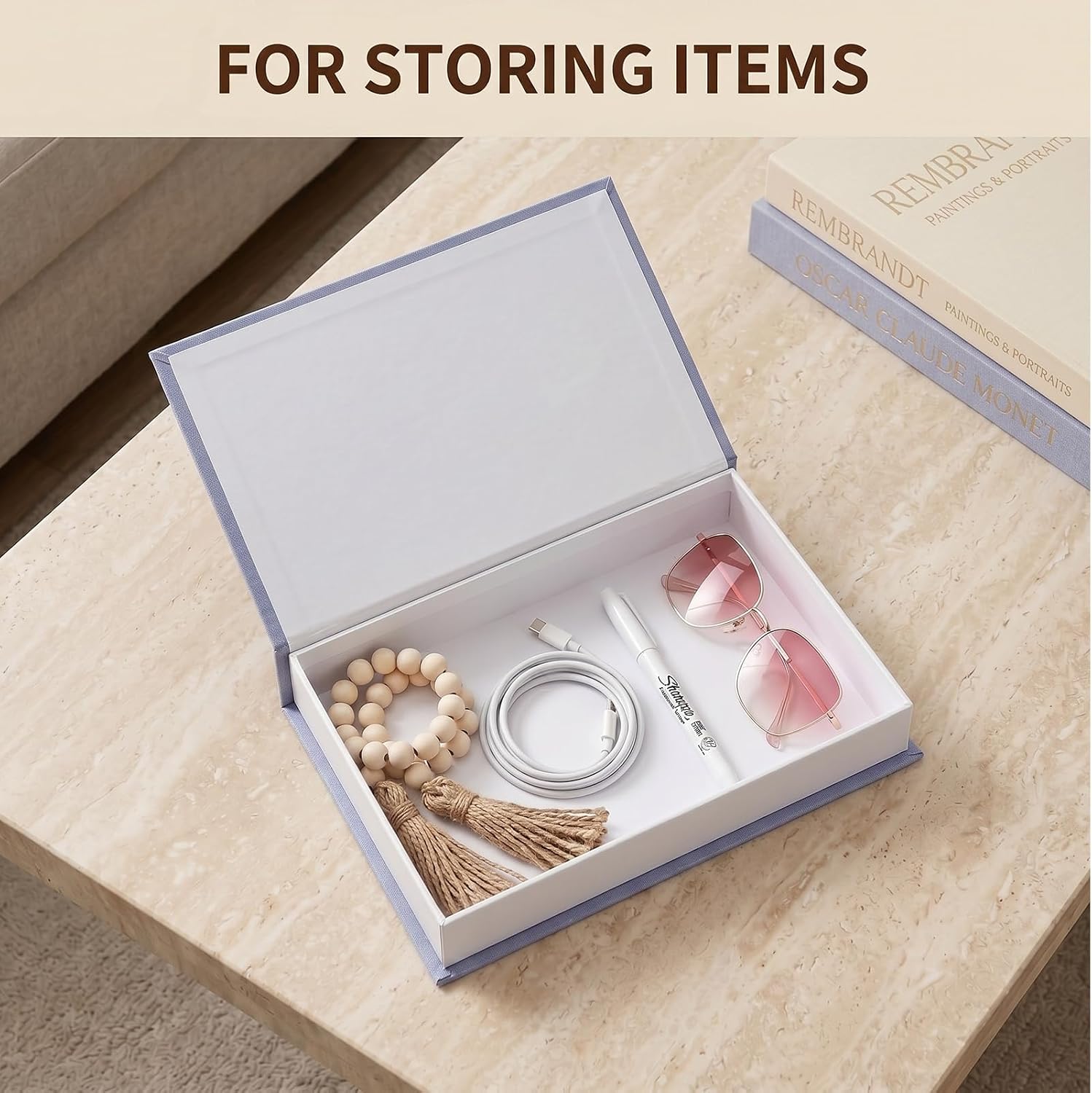 Decorative Book Set Decorative Box / Gray-beige / Set of 2