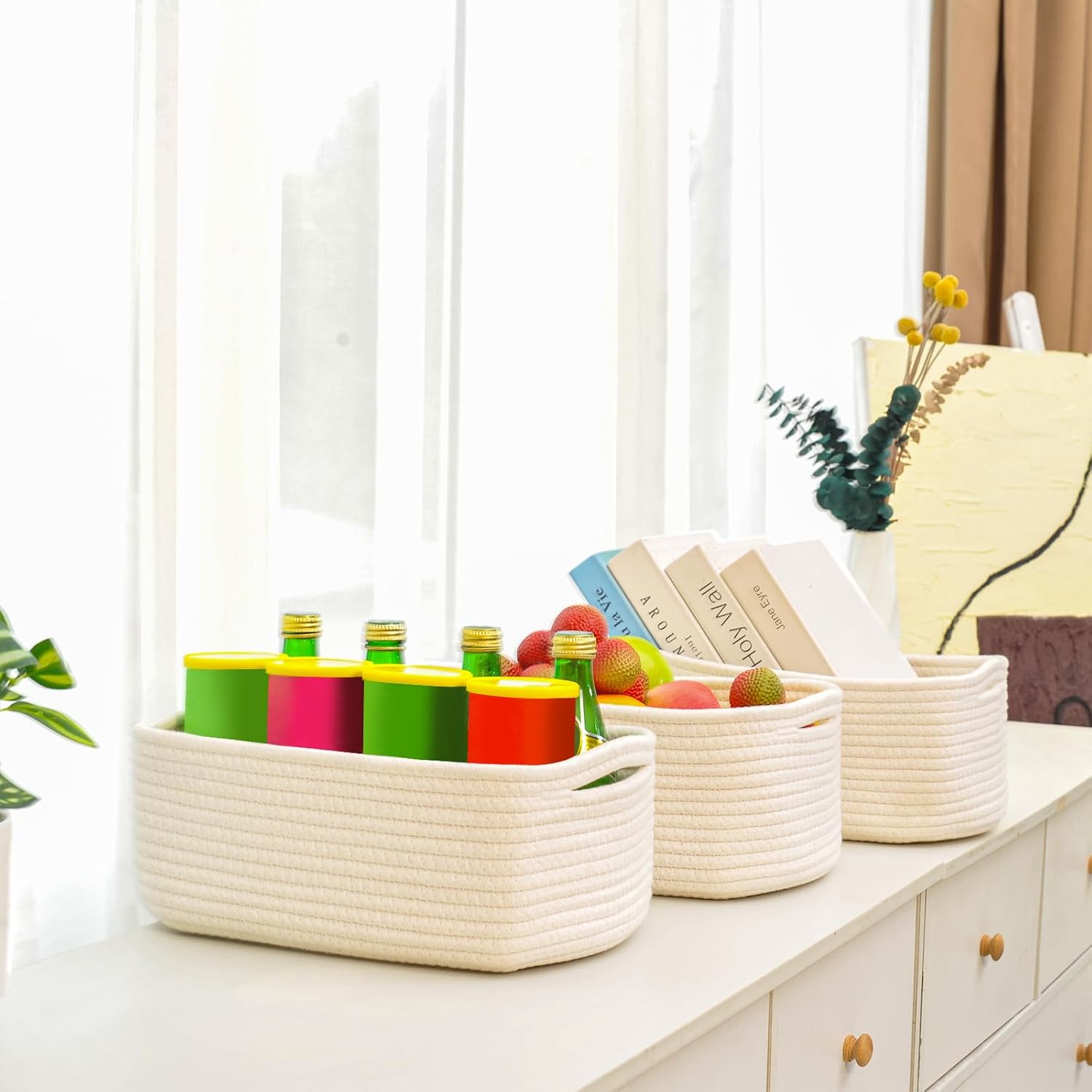 Organizing Baskets / Small Basket for Gifts Empty / 13 x 8.5 x 5.1 / Off White
