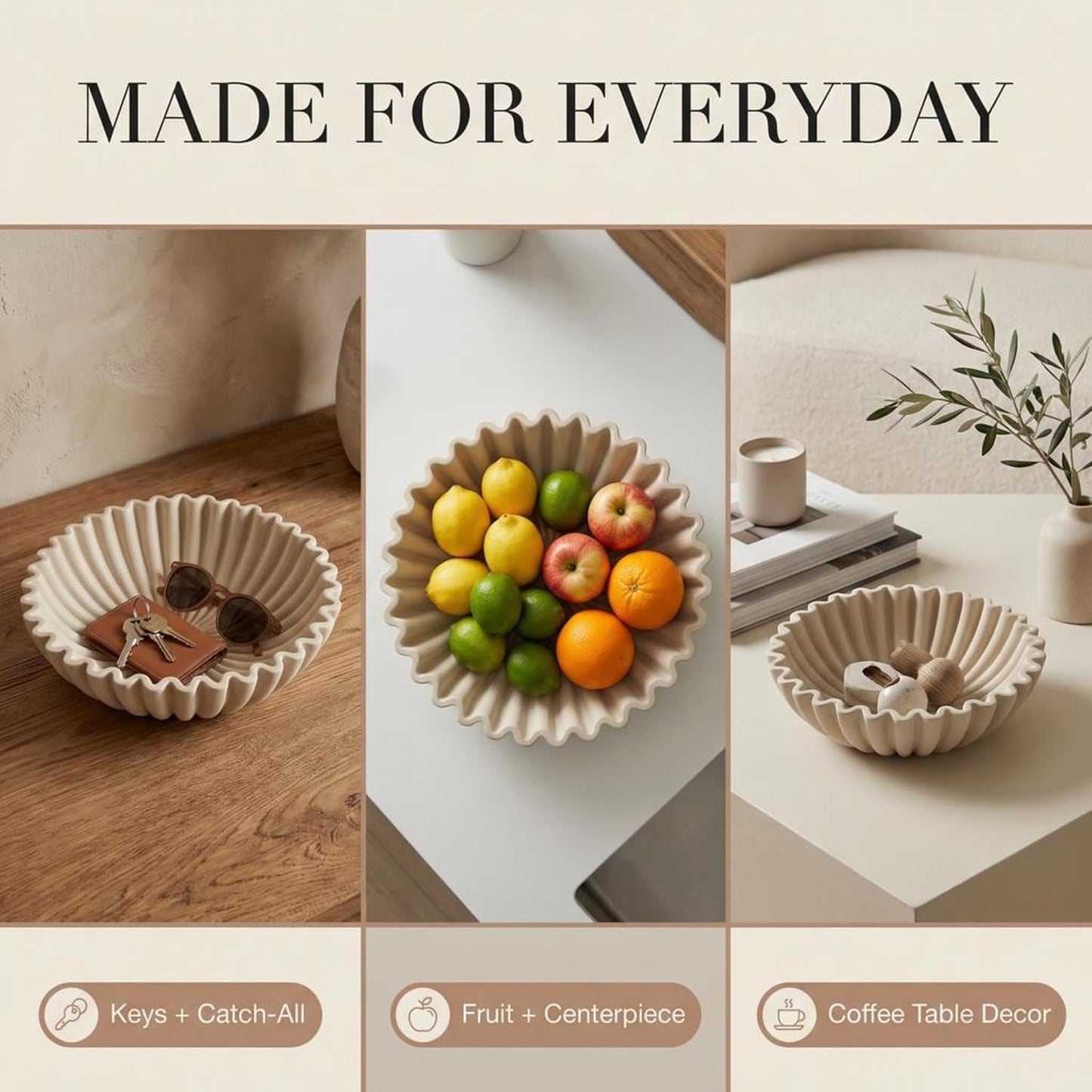 Organic Modern Home Decor Bowl / Gray