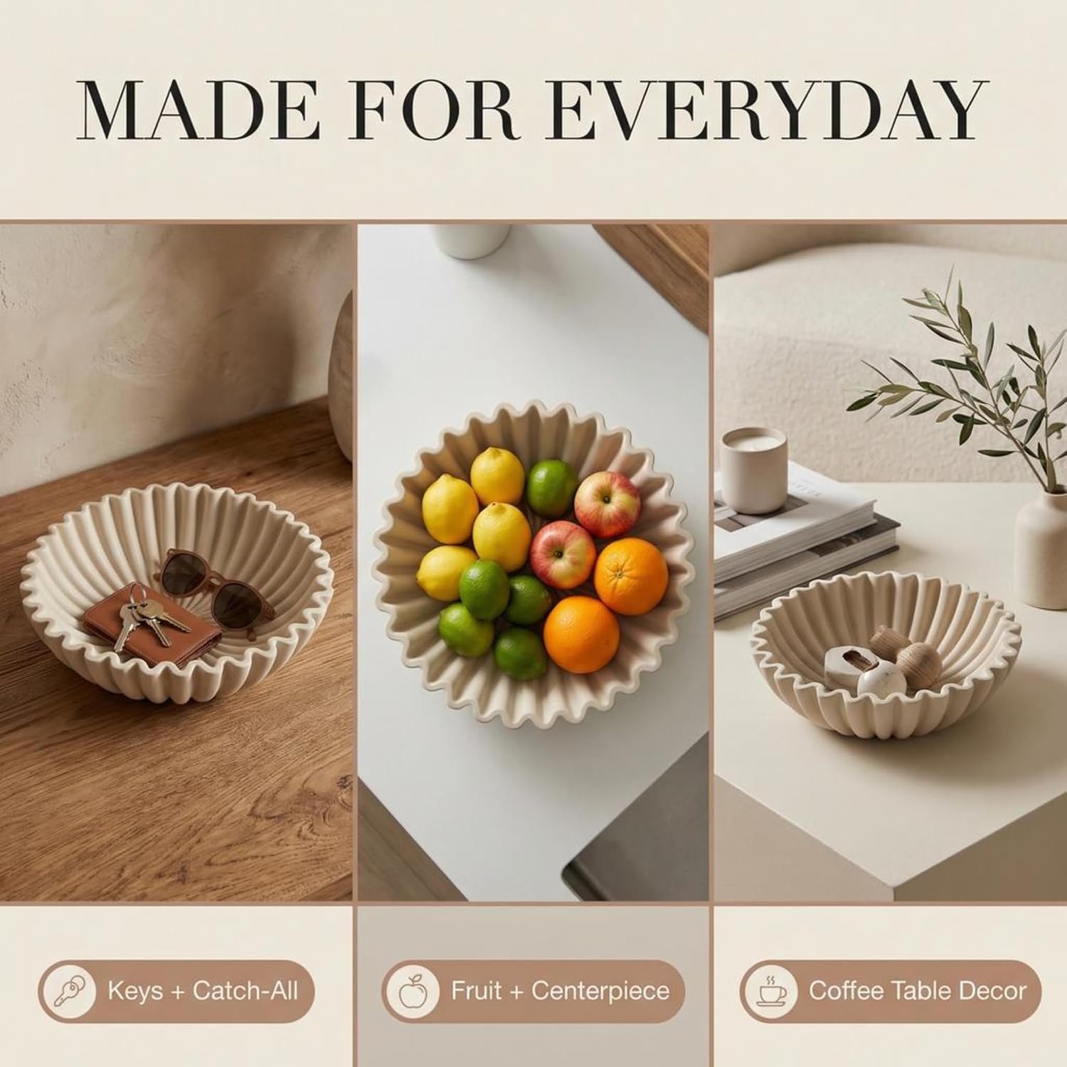 Organic Modern Home Decor Bowl / Gray