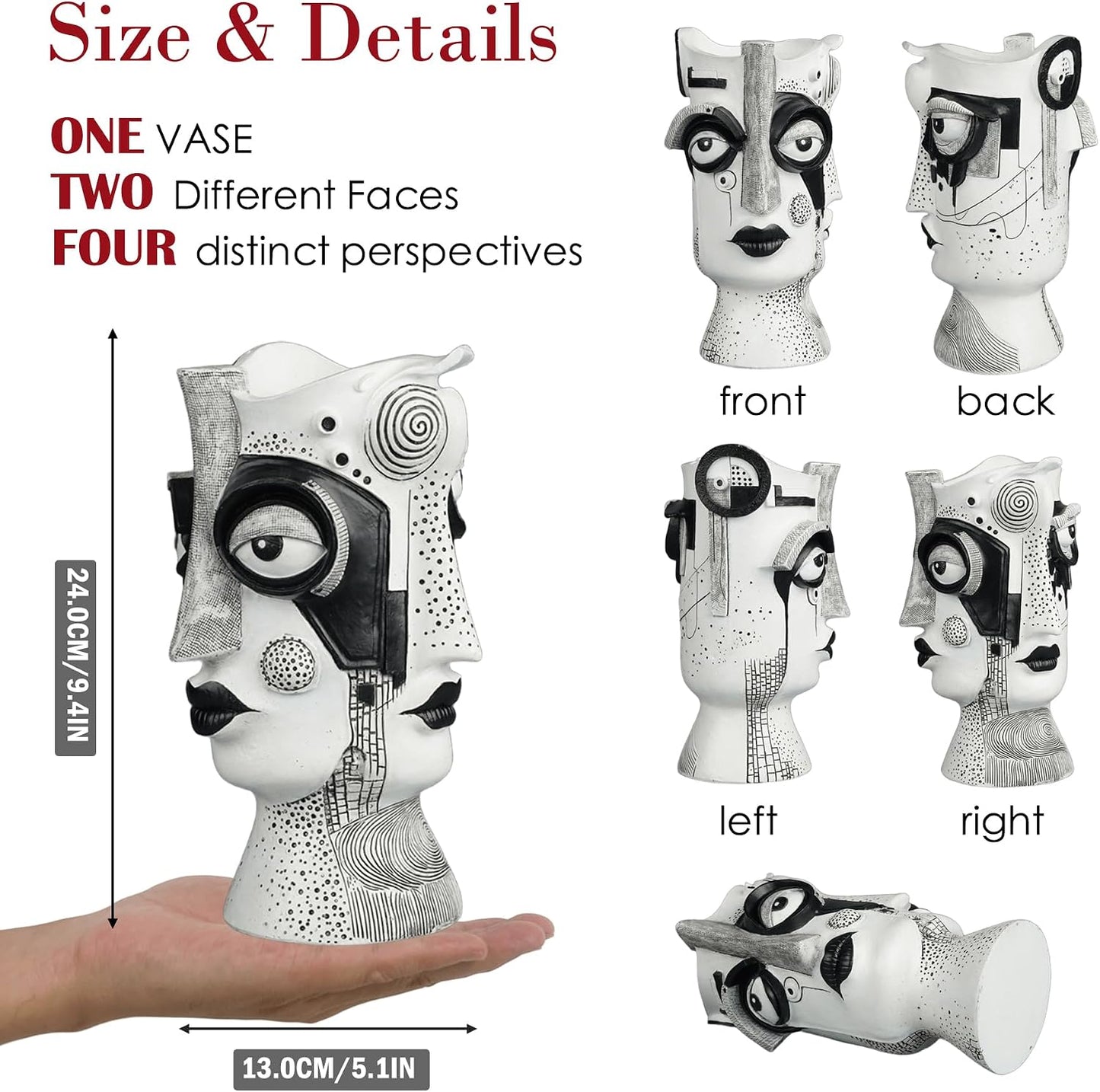 Boho Flower Vase / White and Black