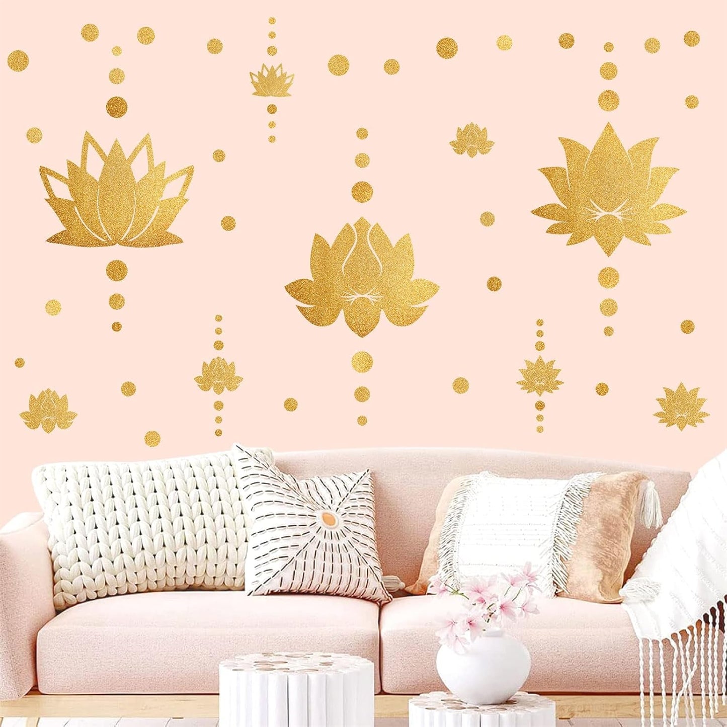 Lotus Flower Wall Decal Gold Wall Stickers Modern Lotus Sticker Yoga Wall / Gold Lotus Flowers