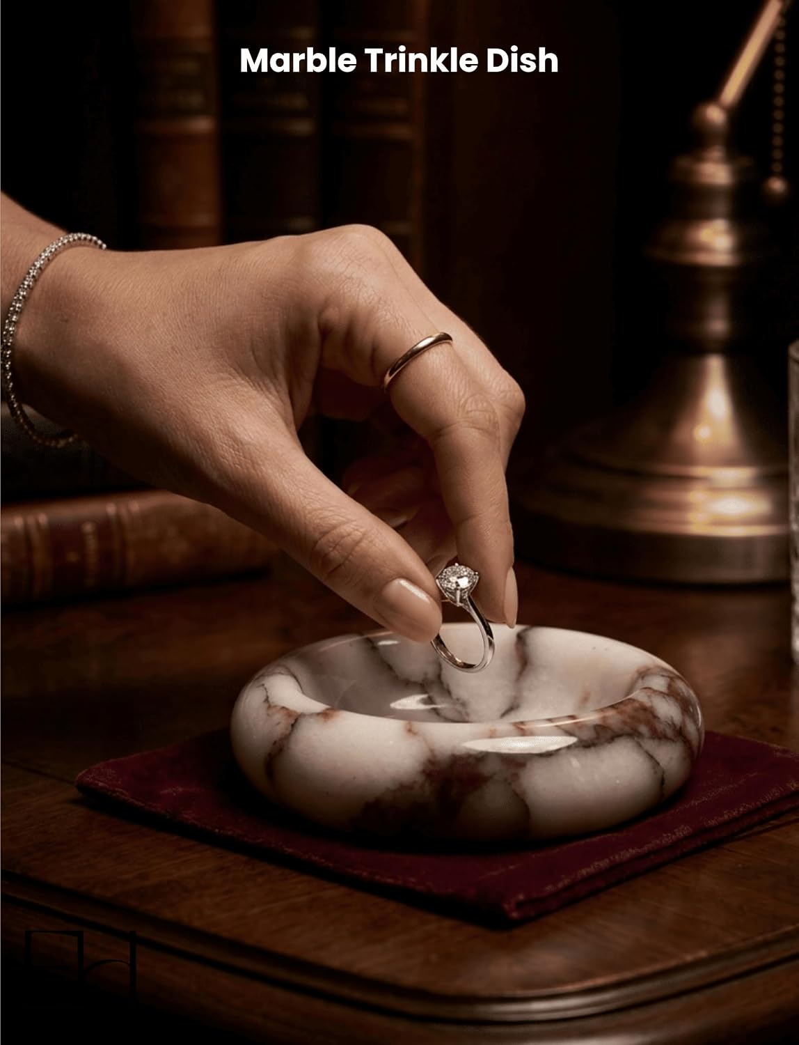 Small Round Decorative Stone Jewelry Tray for Rings & Earring / Natural / Set of 4