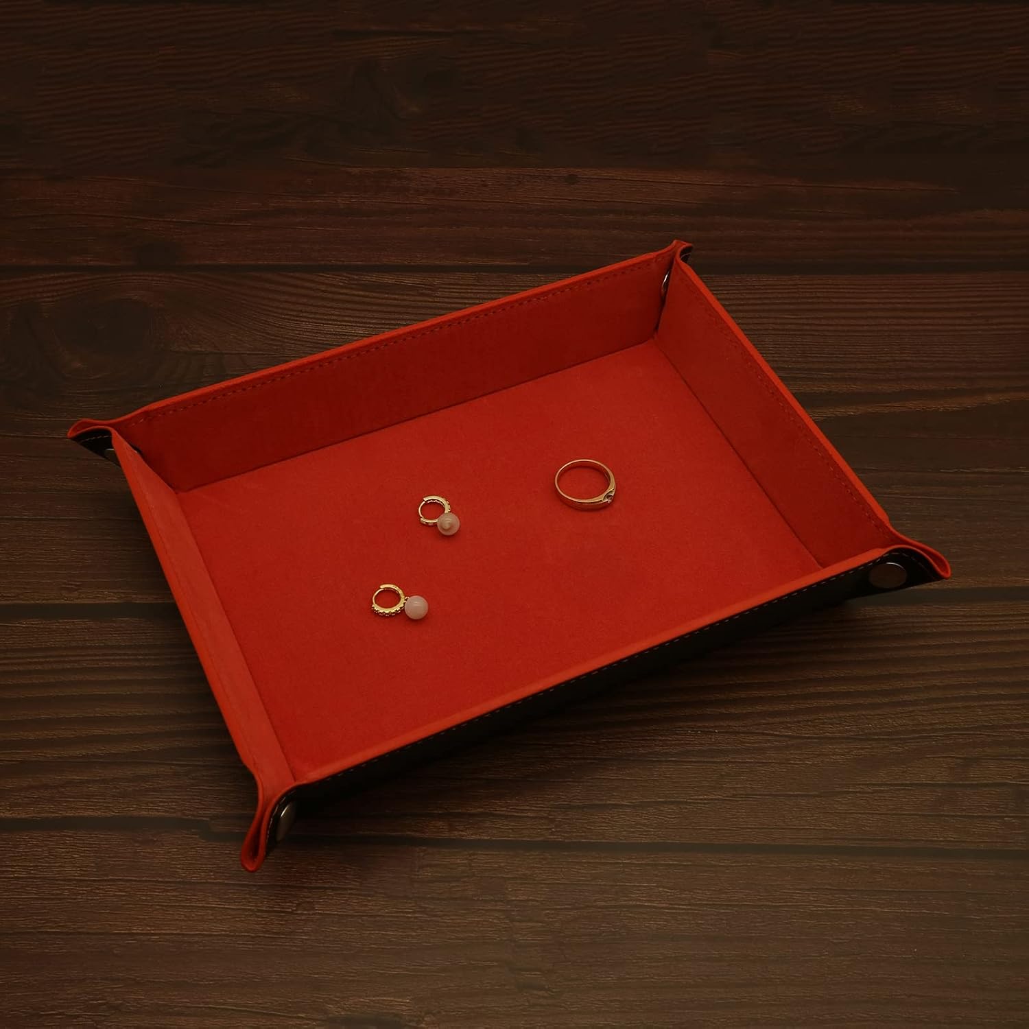 Valet Organizer / Catchall Tray for Jewelry / Reddishorange