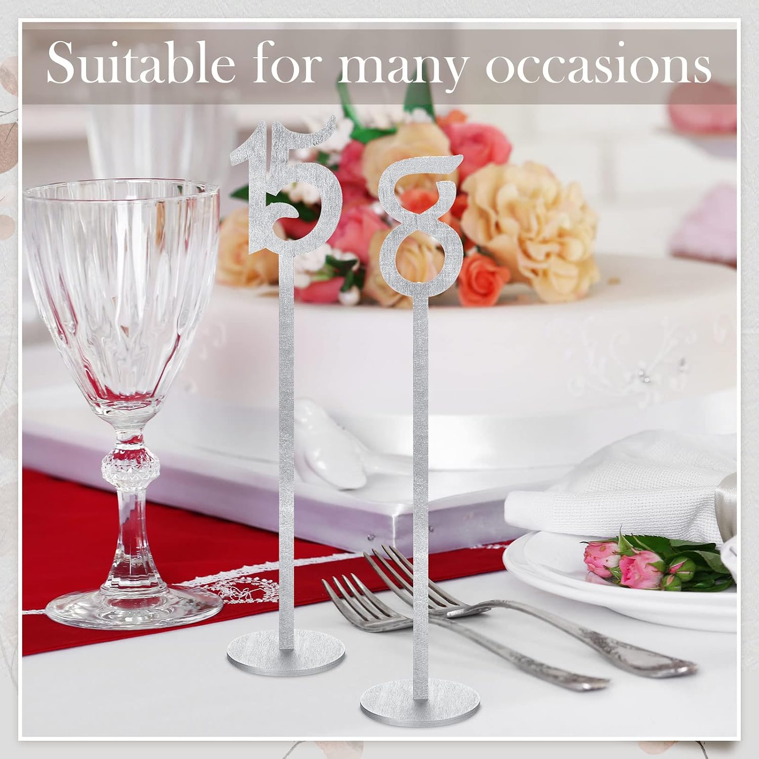 20 Pcs Table Numbers for Wedding with Holder, 1-20,Silver | Wooden Seat Numbers with Round Base Stands, Ideal for