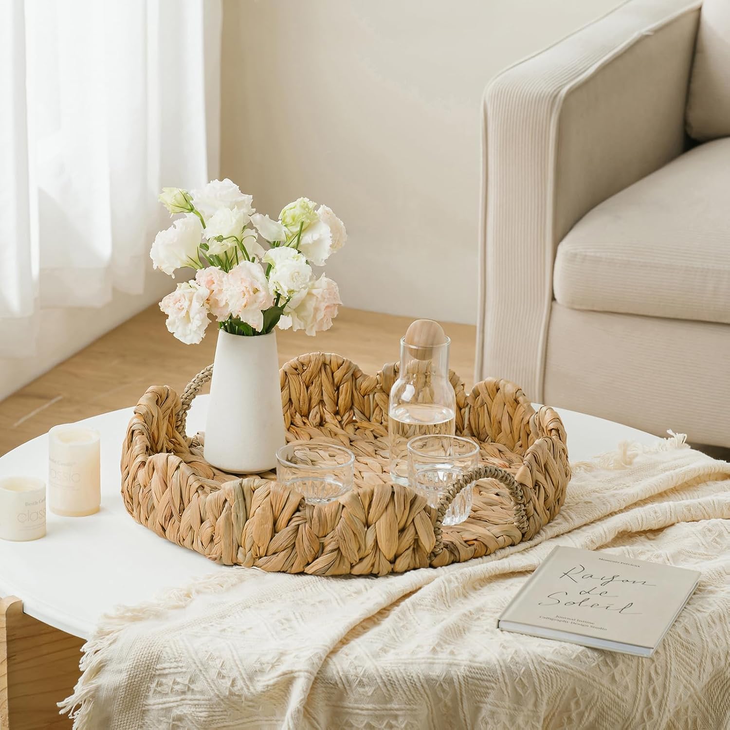 Seagrass Handwoven Trays / Water Hyacinth-round / Set of 17