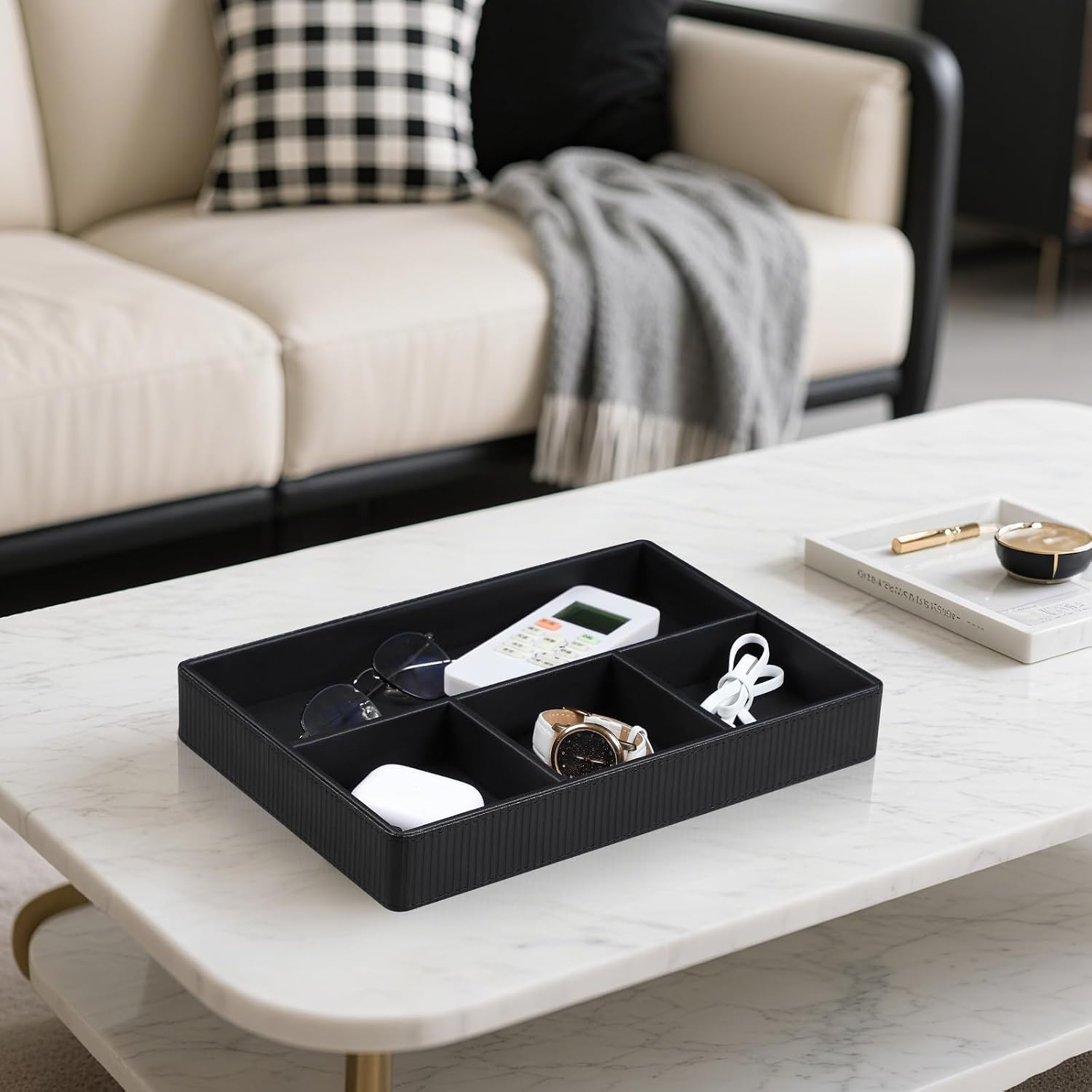 PU Leather Valet Tray / Black