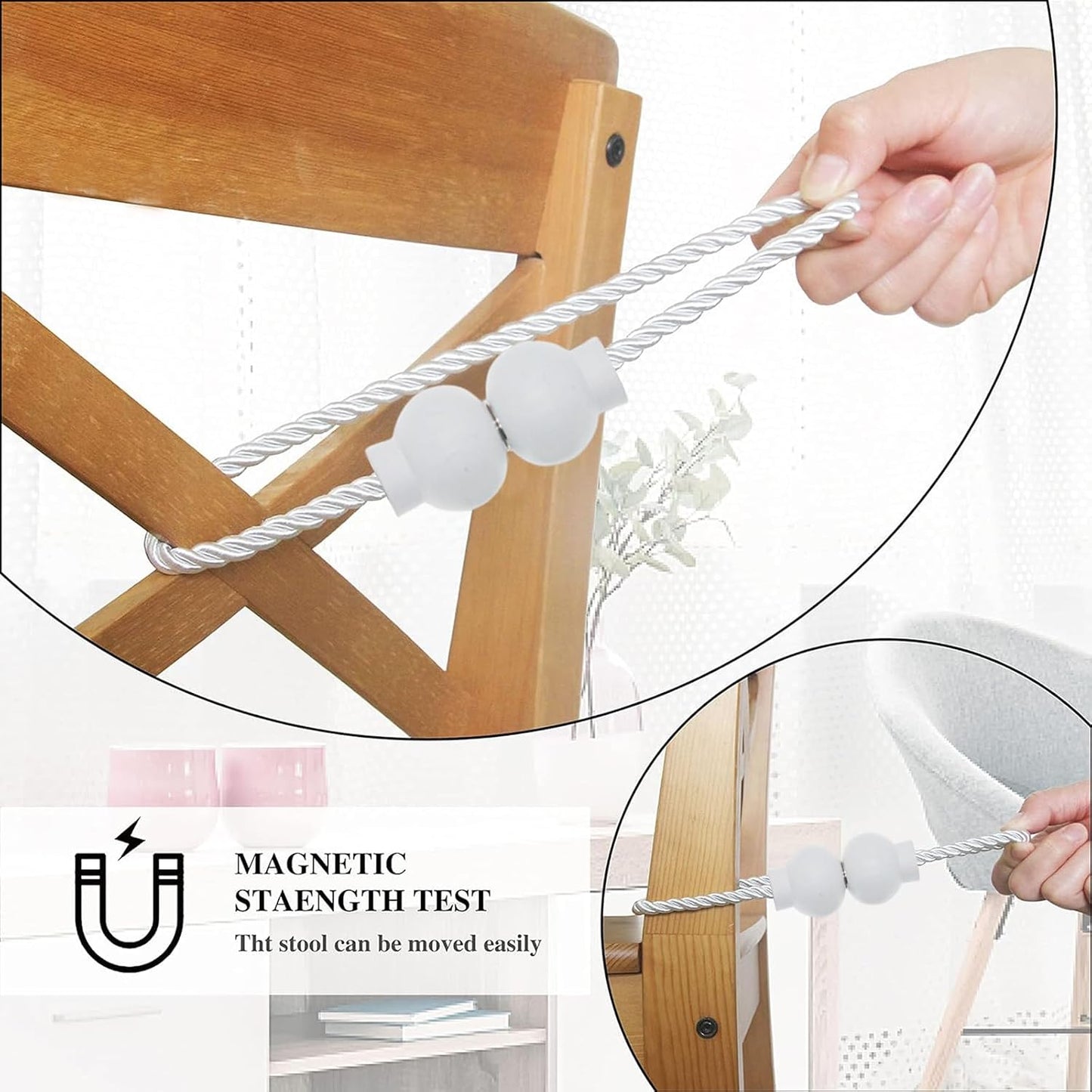 6Pcs Magnetic Curtain Tiebacks Modern Handmade Rope Curtain Tie Backs White | Decorative Drapes Weave Holdbacks for