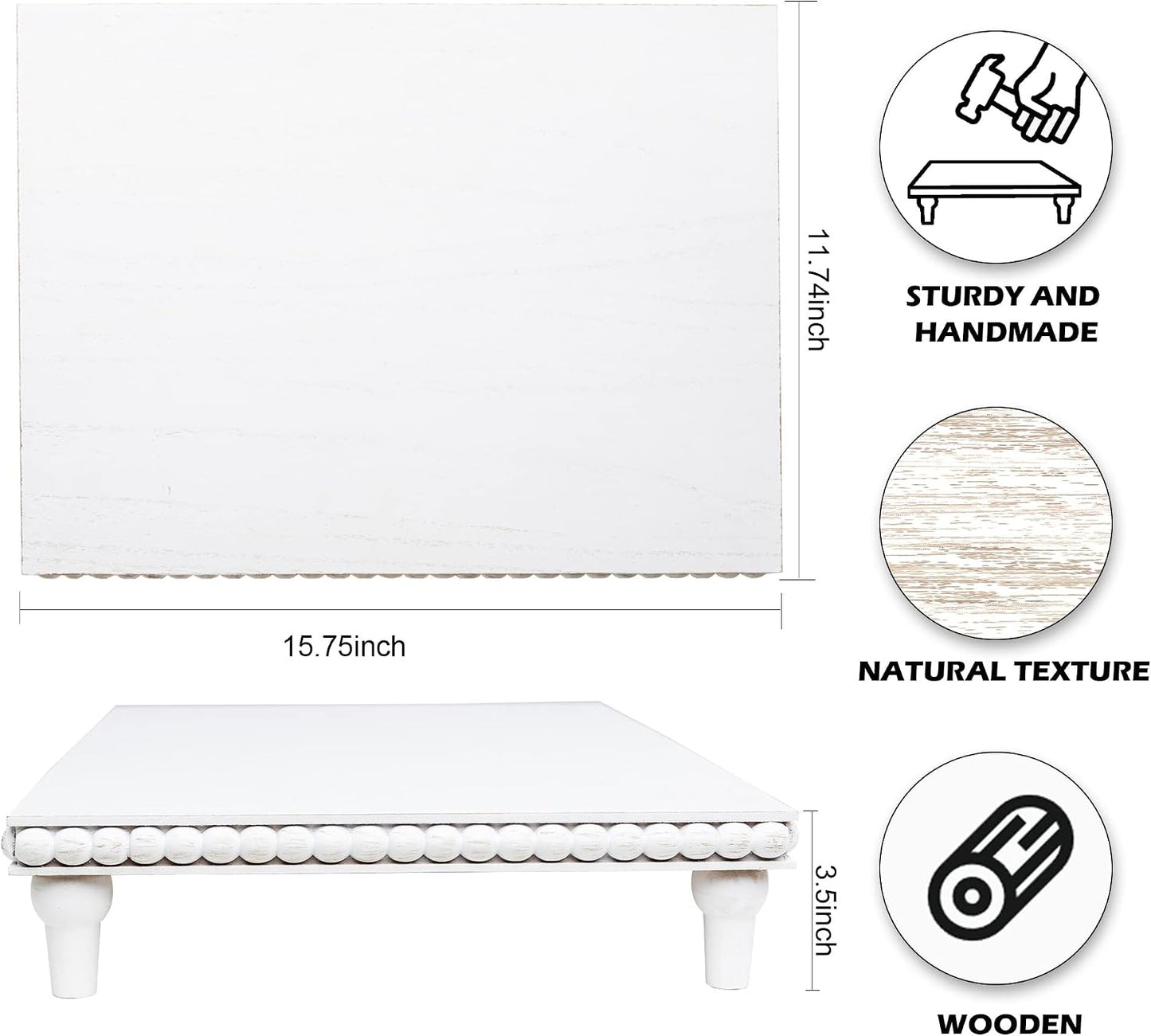 Rustic Tiered Tray Decor for Coffee Bar / White