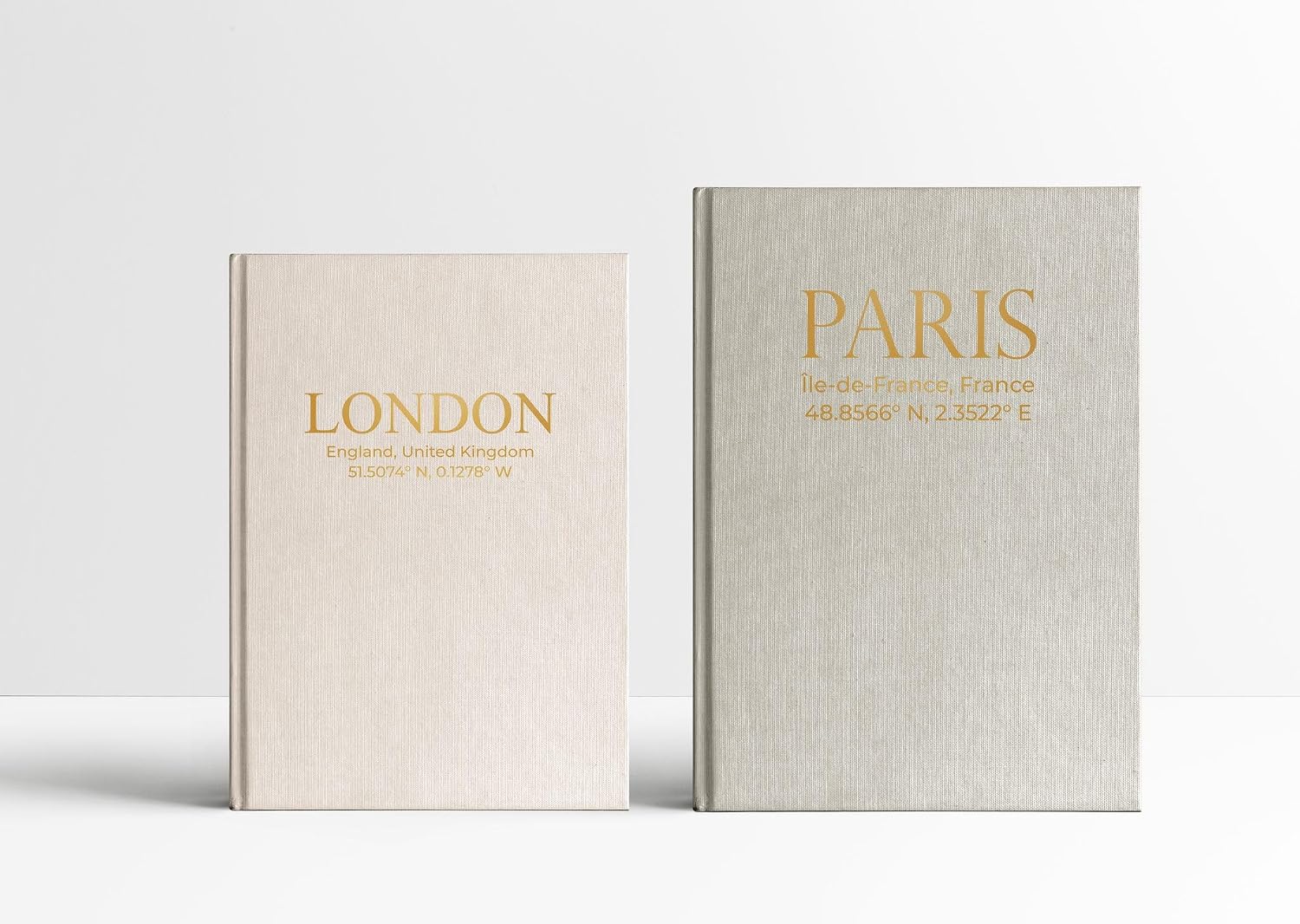 Faux Linen Book Boxes / Cream/green / Modern / Set of 2