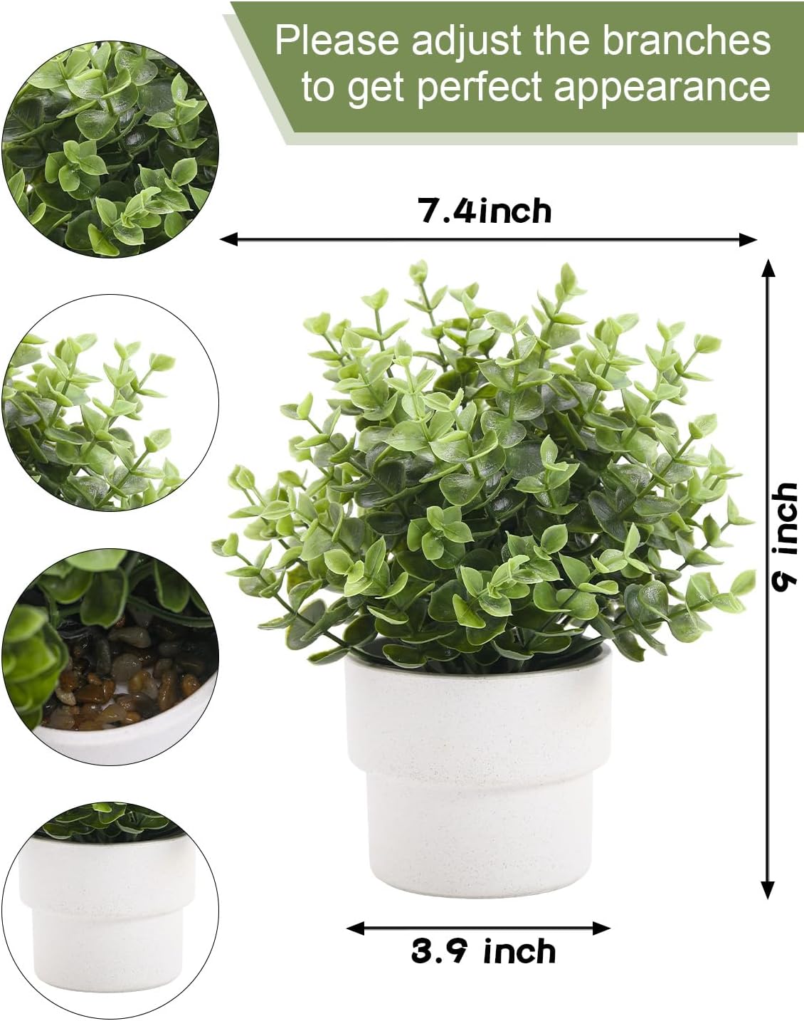 Small Fake Plants 7.45" Potted Artificial Plant / Eucalyptus
