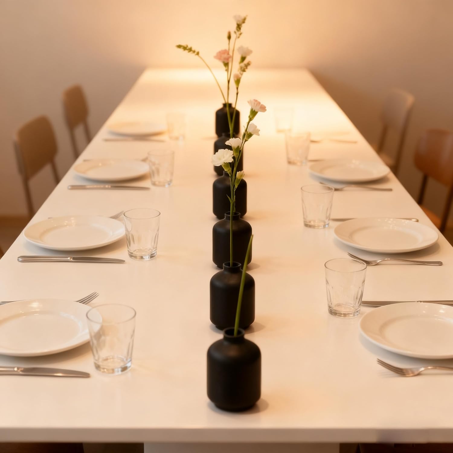 Ceramic Bud Vases / Small / Matte Black / Set of 6