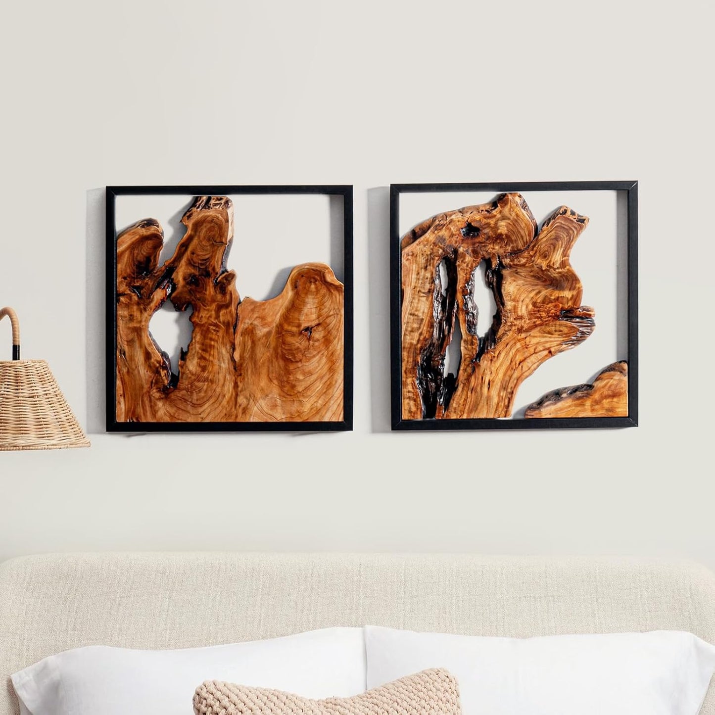 Rustic Cedar Wall Sculptures / Set of 2