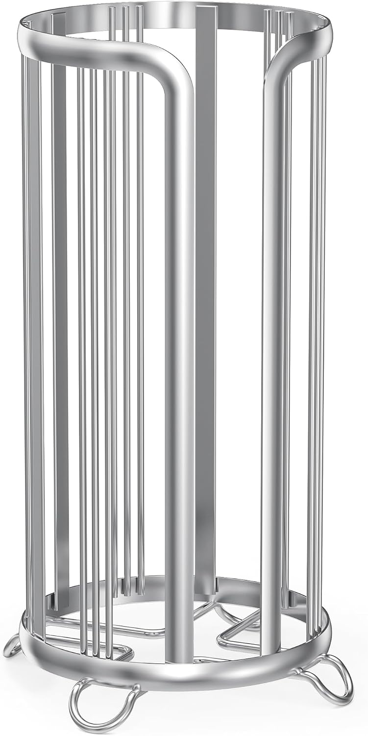Epicano Toilet Paper Holder Stand Frees Standing,Silver | Minimalist Design, Raised Feet,Rustproof,Fit 3 Mega Rolls,No