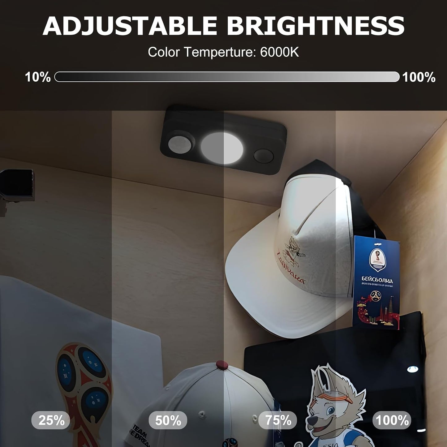 NIEGNOWOO Motion Sensor Puck Lights 6 Pack, Rechargeable Under Cabinet Lighting, Wireless LED Closet Lights Stick On