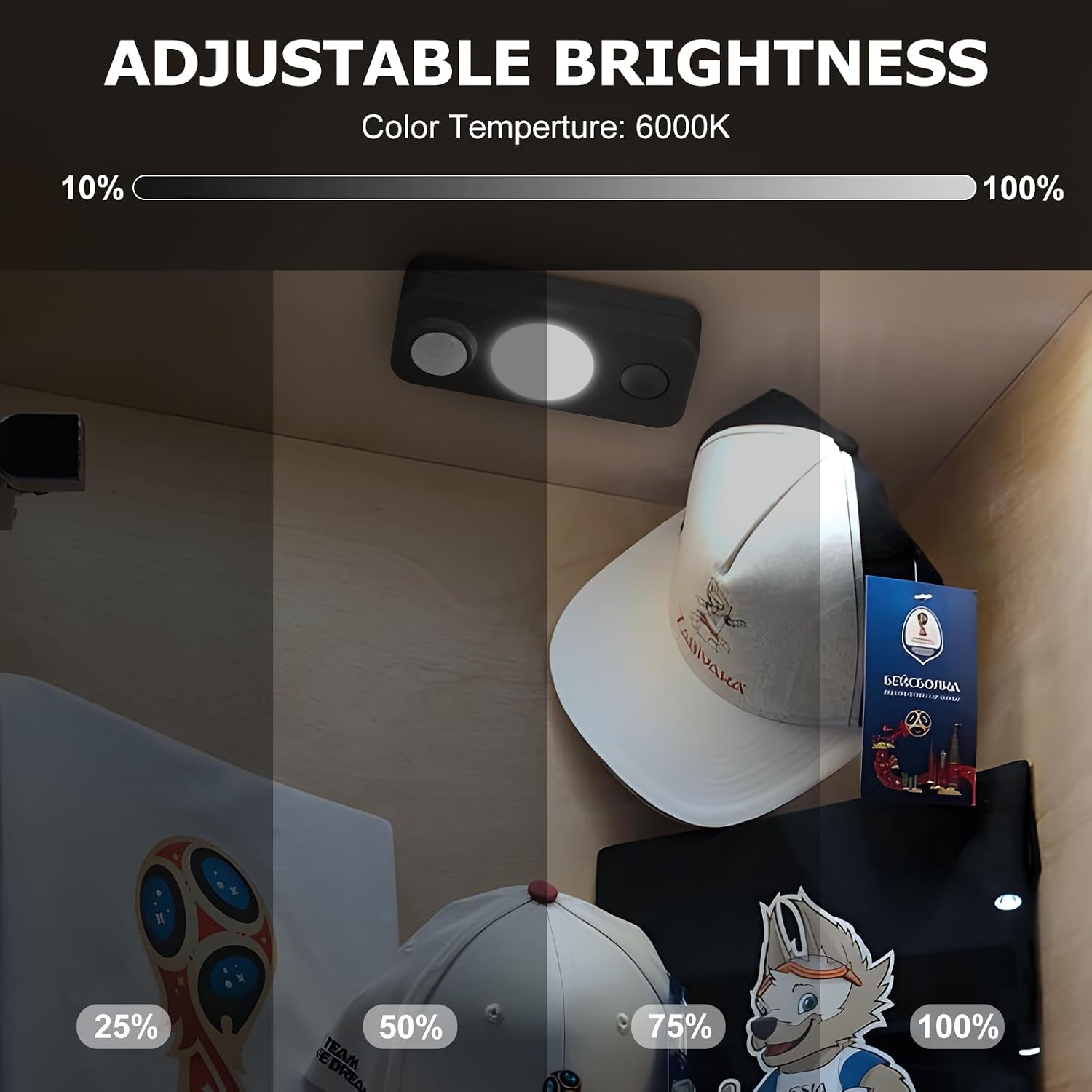 NIEGNOWOO Motion Sensor Puck Lights 6 Pack, Rechargeable Under Cabinet Lighting, Wireless LED Closet Lights Stick On