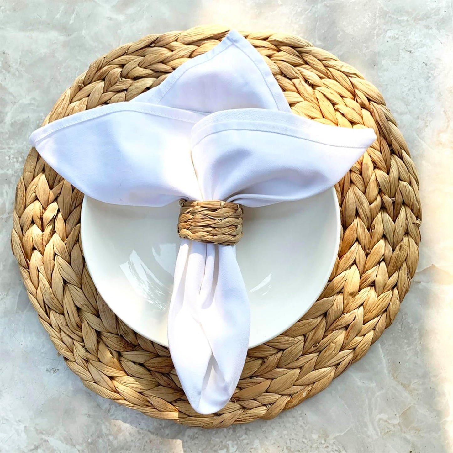 Rustic Boho Wicker Napkin Holders / Water Hyacinth / Natural / Set of 24