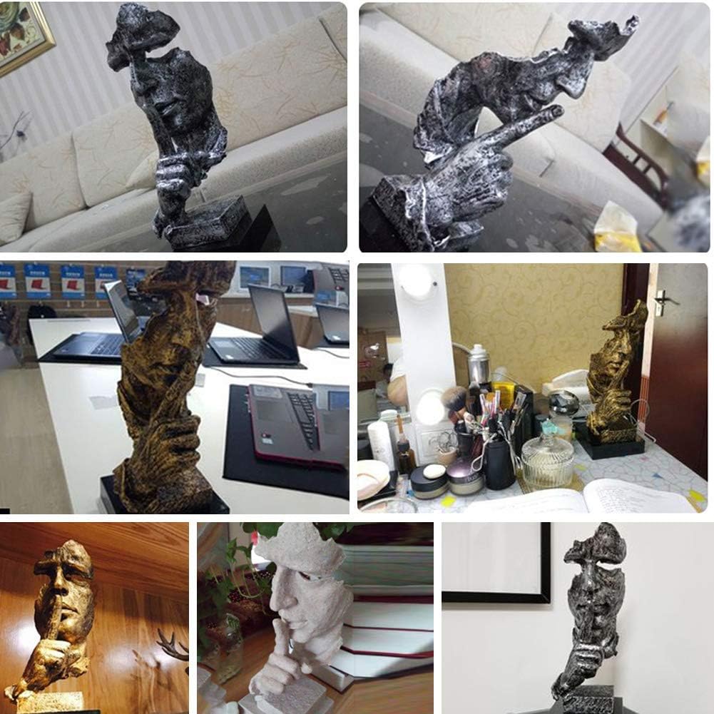 Handcrafted Silent Men Statues Resin Abstract Sculpture Office Home Decor Figurine / Silence Silver