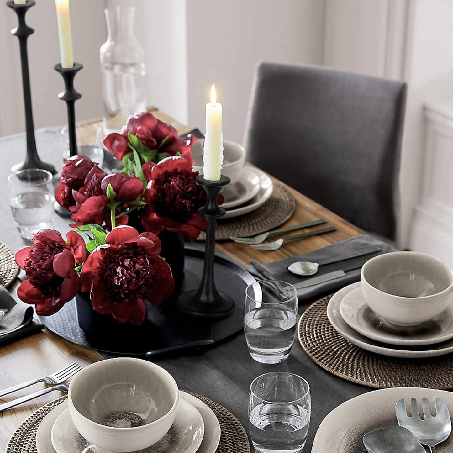 Black Iron Taper Candle Holder - Set of 3 Decorative Candle Stand | Candlestick Holder for Wedding, Dinning, Party