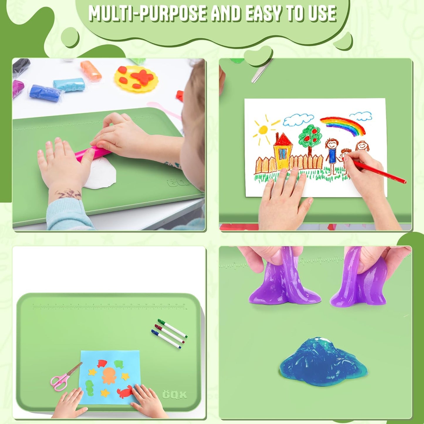 Painting Mat for Kids / 16 x 24 / Green
