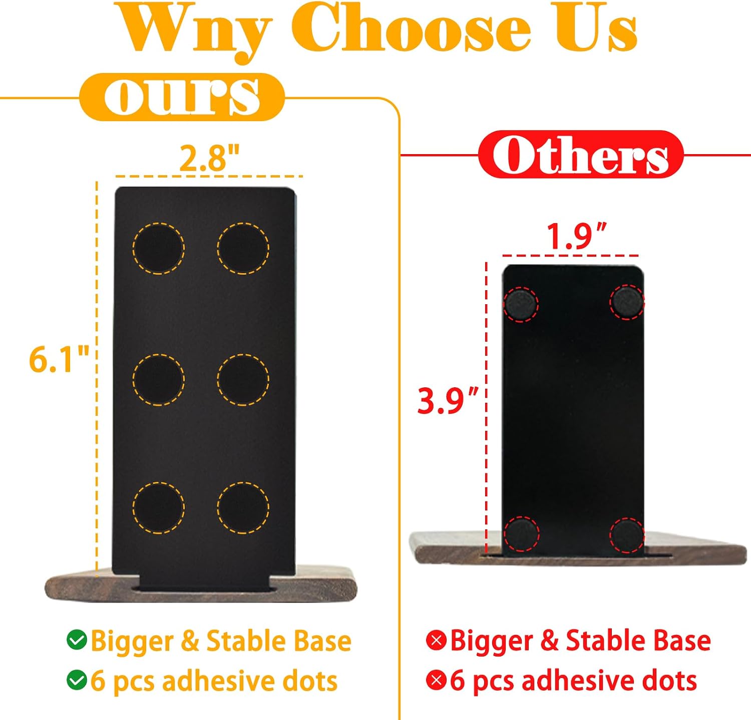 Wooden Bookends / Book Ends / Oak Wood / Small-1 Pair / Black