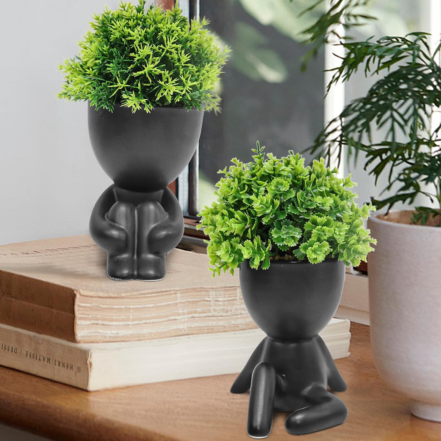 Artificial Mini Succulent Plants / Black / Set of 4