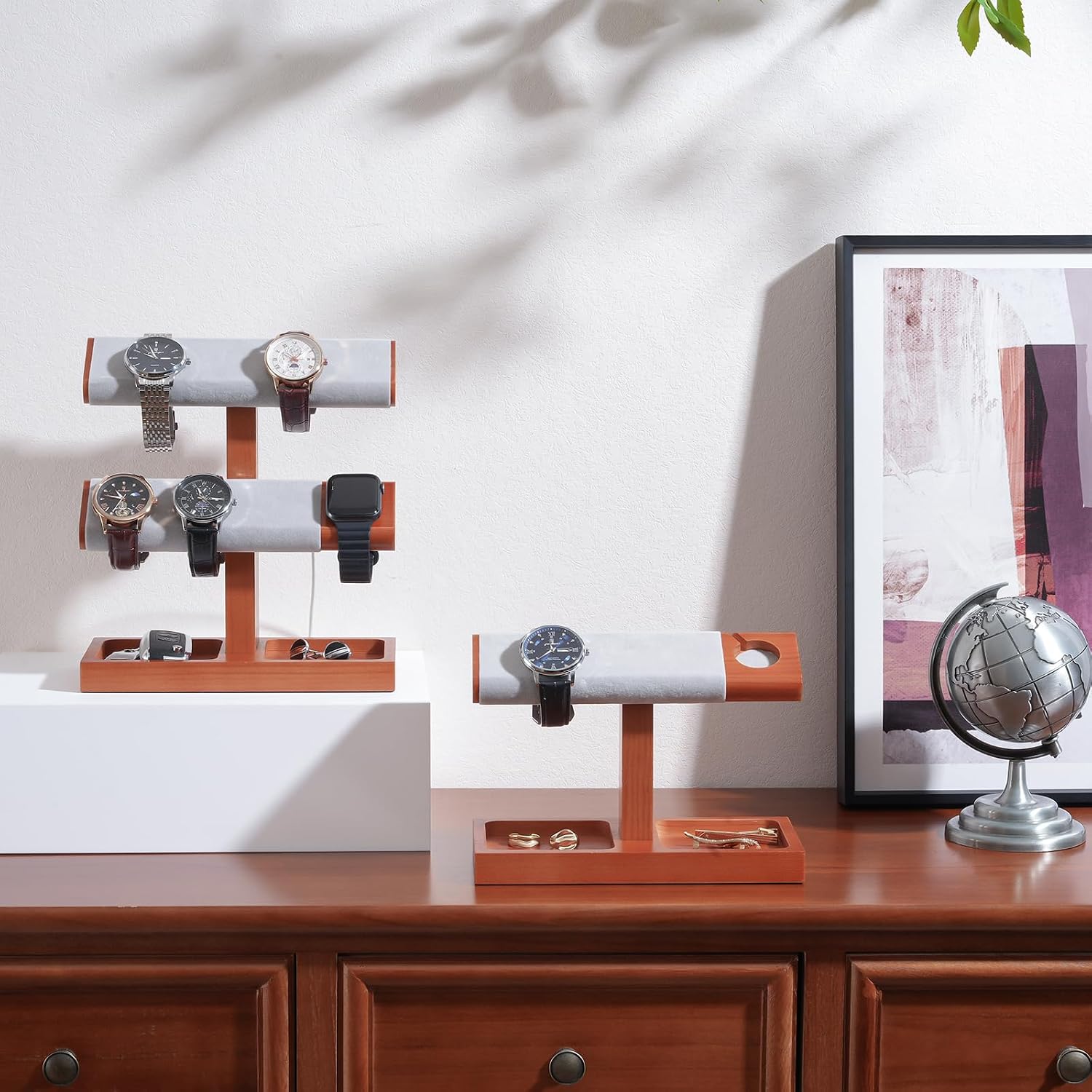ProCase Wood Watch Display Stand Holder for Men, Wristwatch Tower with T-Bar Design, Hanging Watch Rack, Wooden Wrist