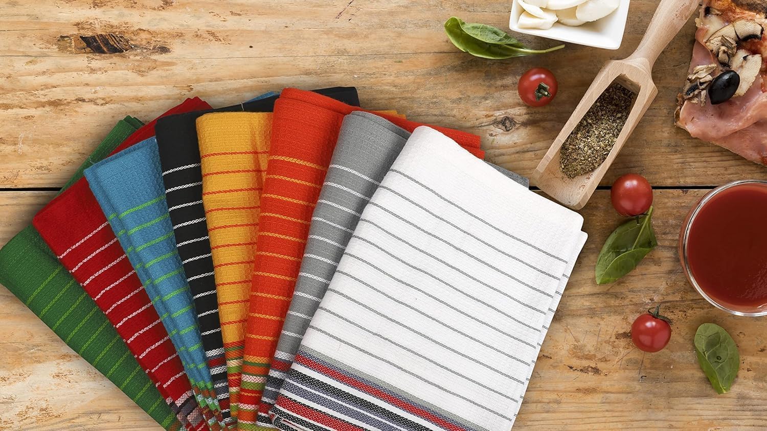 Urban Villa Kitchen Towels 100% Cotton Dish Towels for Kitchen(Set of 8)20”x30” Dish Cloths Highly Absorbent Kitchen