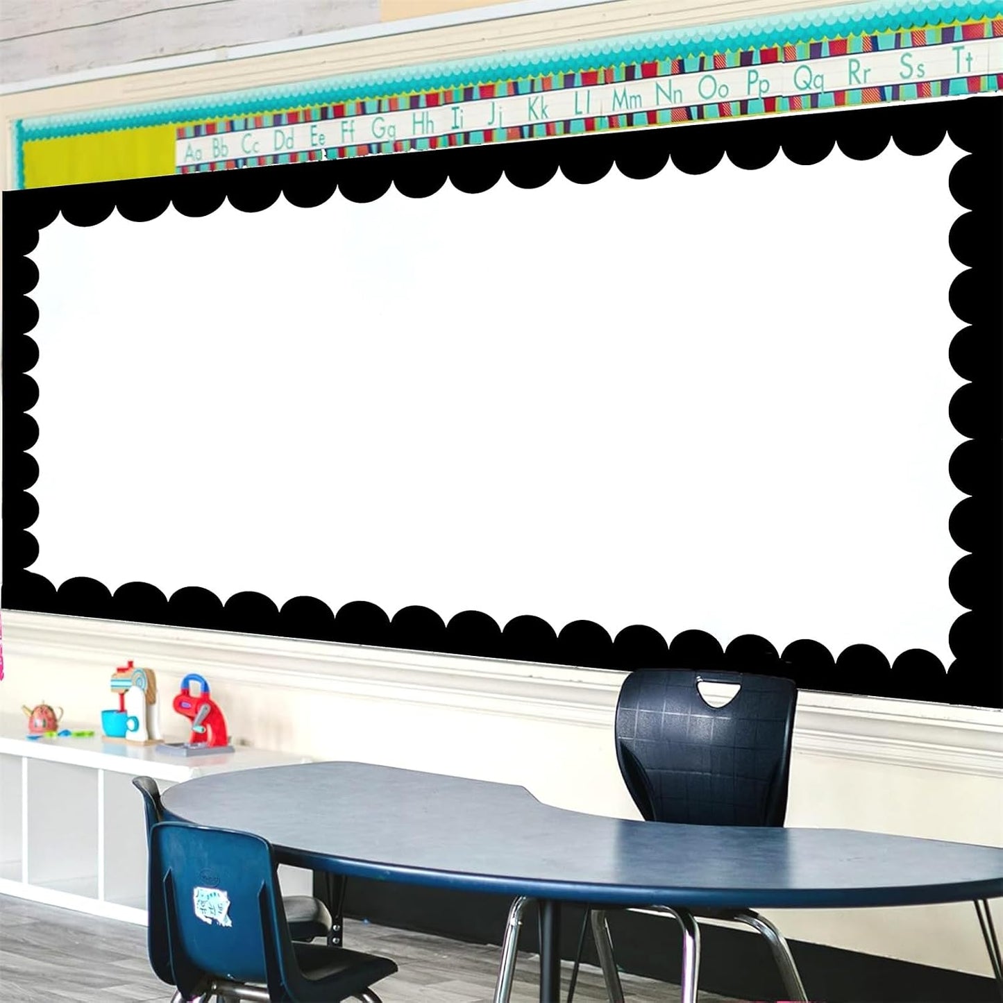Scallop Border Decals Scalloped Trim Peel and Stick Vinyl Black Wall Stickers Edge Scallop / Black A