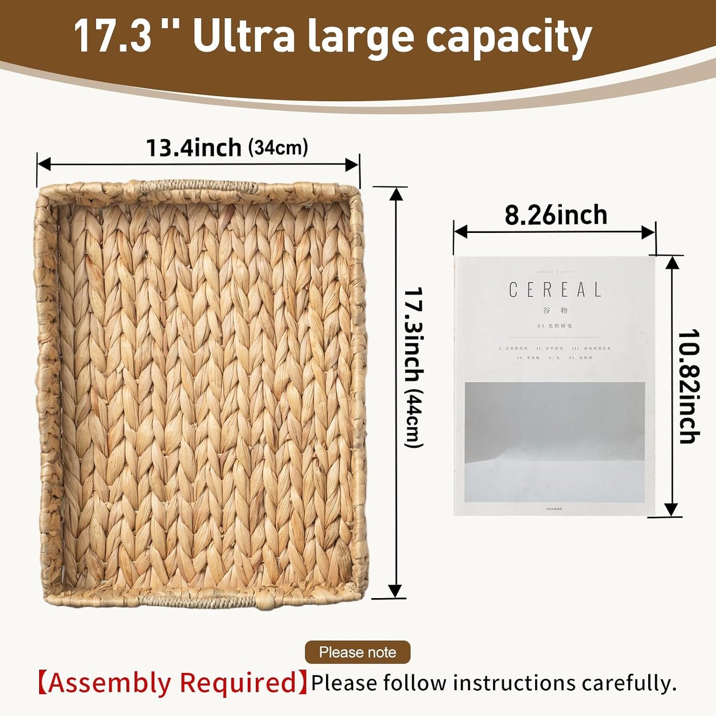Handwoven Woven Tray / 17.3 x 13.4 x 3.6 / Water Hyacinth-scalloped