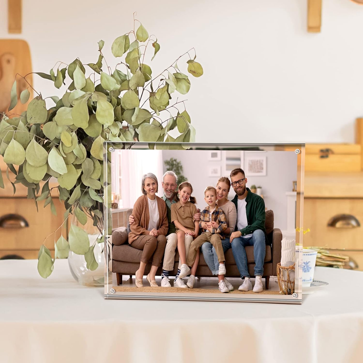SYNTRIFIC 8x10 Acrylic Frames 5 Pack Clear Lucite Picture Frame Magnetic | Clear Lucite Frames, Stand on Desk