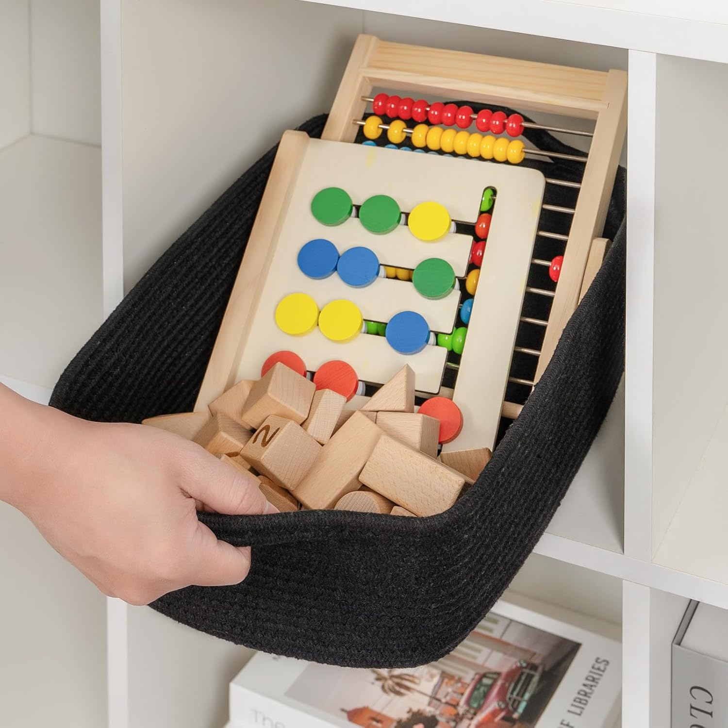 Woven Closet Storage Bin / Black / 14''x10''x5