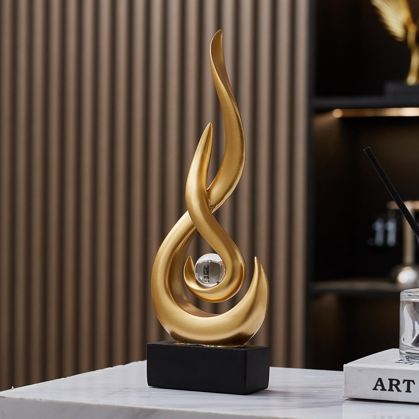 Resin Flame Statue Modern Centerpiece Ornaments / Gold