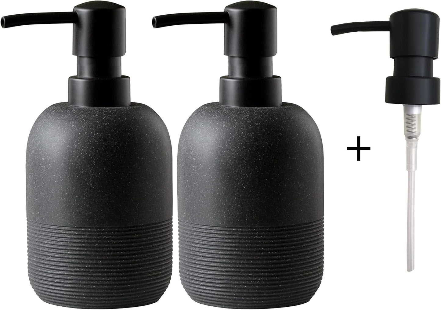 Matte Black Soap Dispenser Sets with Pump,Hand Soap and Lotion Dispenser for Bathroom Countertop,Morden Soap Dispenser
