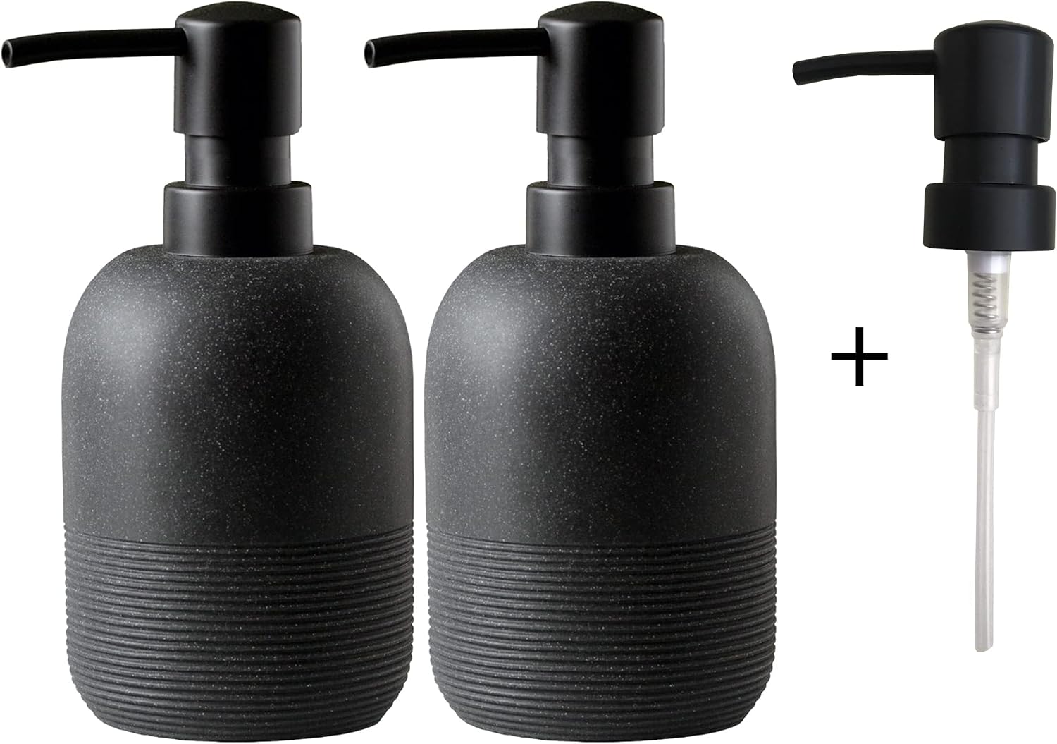 Matte Black Soap Dispenser Sets with Pump,Hand Soap and Lotion Dispenser for Bathroom Countertop,Morden Soap Dispenser