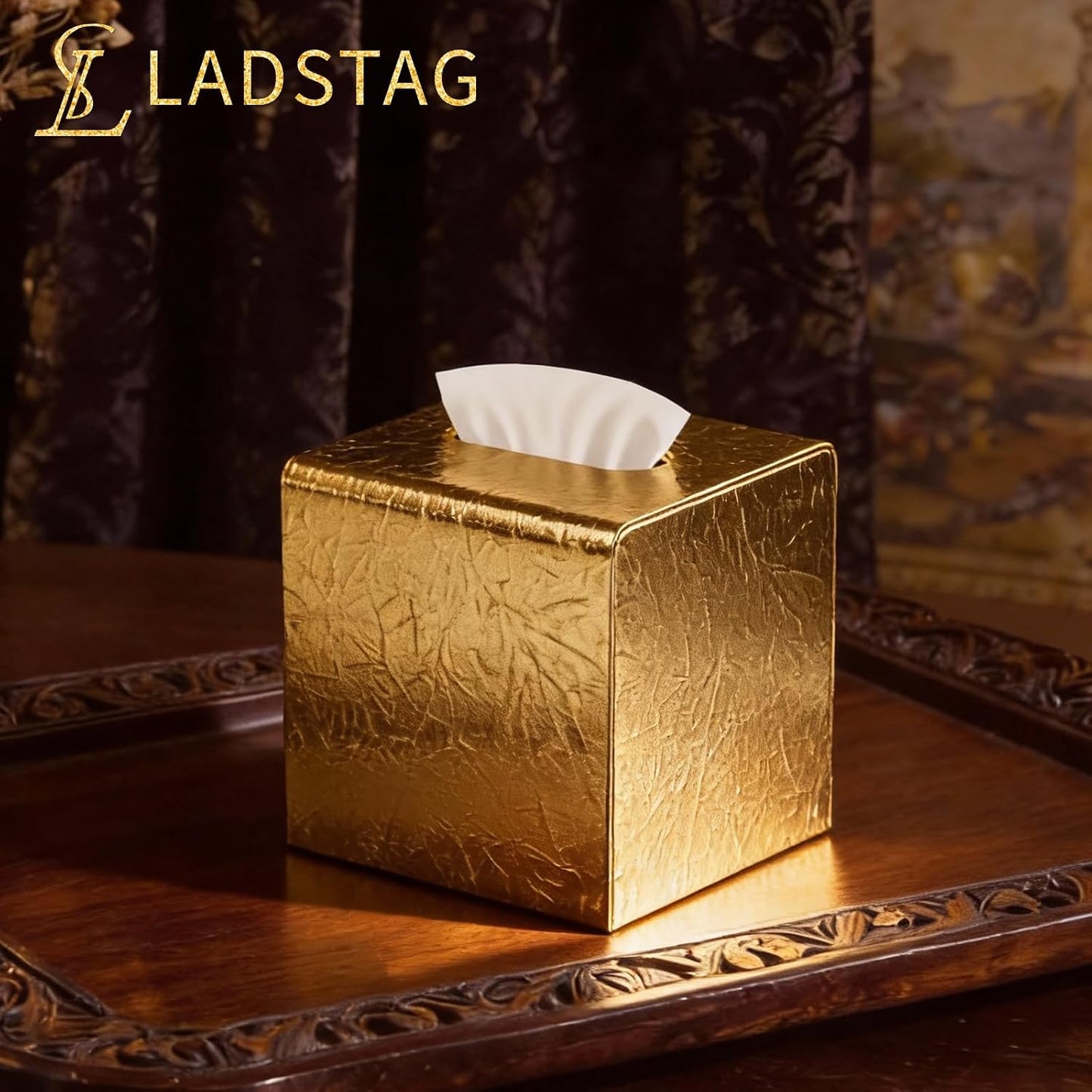 Tissue Box Cover / Gold