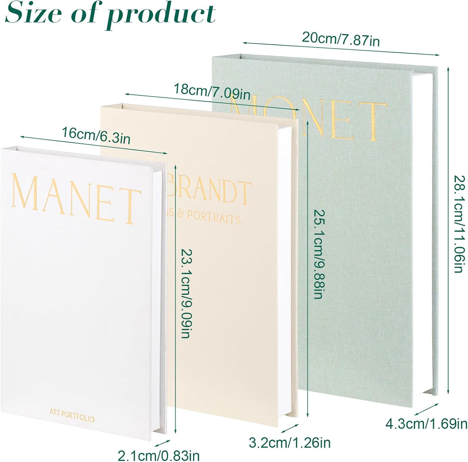 Faux Books / Decorative Linen Book Storage Boxes / Set of 3