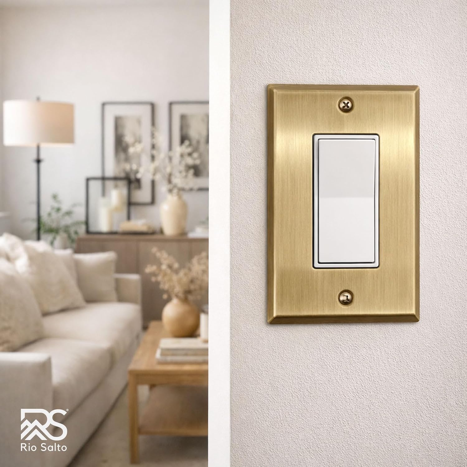 Rio Salto BRASS Signature Collection Antique Gold Standard Size Metal Light Switch Wall Plate Outlet Cover Wallplate