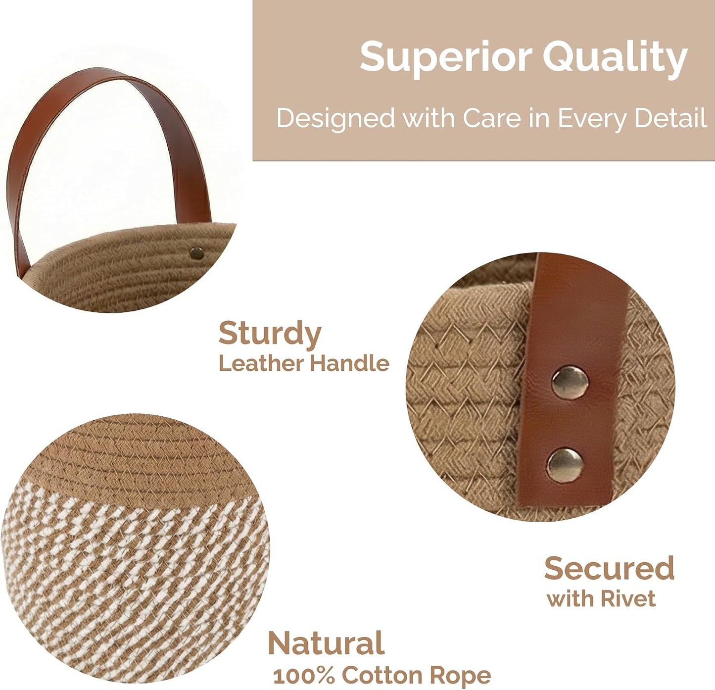 Round Woven Wall Decor & Storage Planter for Plant Decor and Home / Brown / 8 Inch / Set of 2