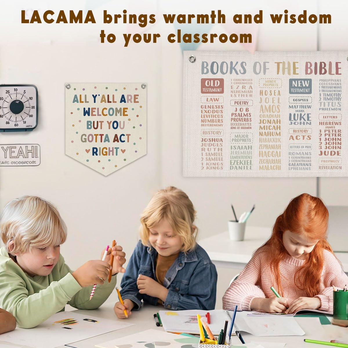 All Y'all Are Welcome But You Gotta Act Right Banner Boho Classroom / 12 x 14 / Boho Colours- Inch