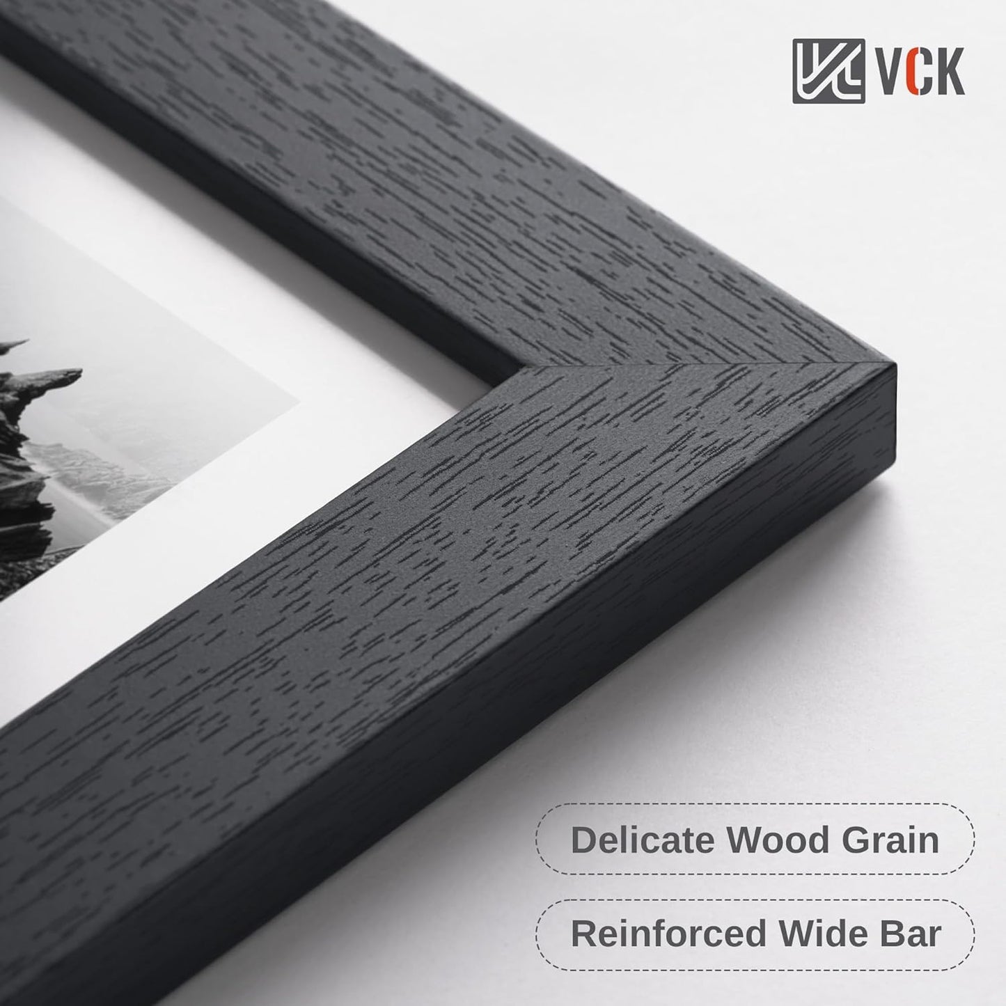 VCK 18x24 Frame 3 Pack - Black Solid Wood 18 x 24 Concert Poster Frames with Wall Mounting Hanging