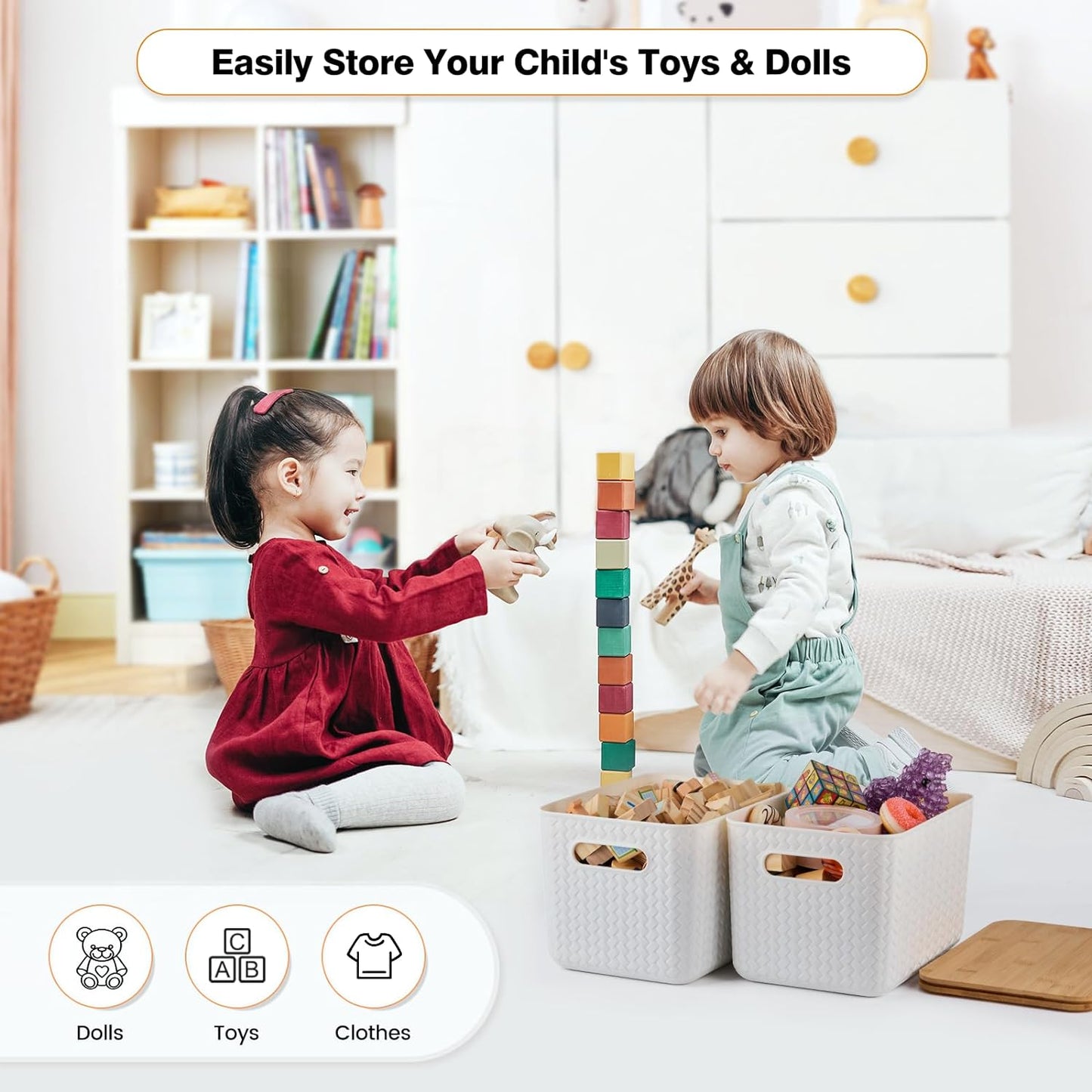 4 Packs Storage Bins / White