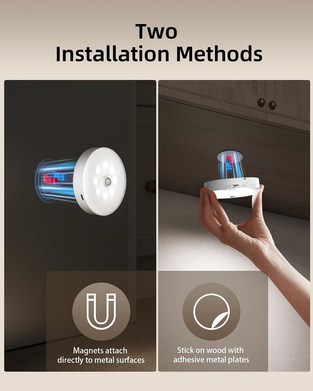 EZVALO Under Cabinet Lighting, 1000mAh Rechargeable Puck Lights with Remote, 3 Color Temps & 12 RGB Motion Sensor