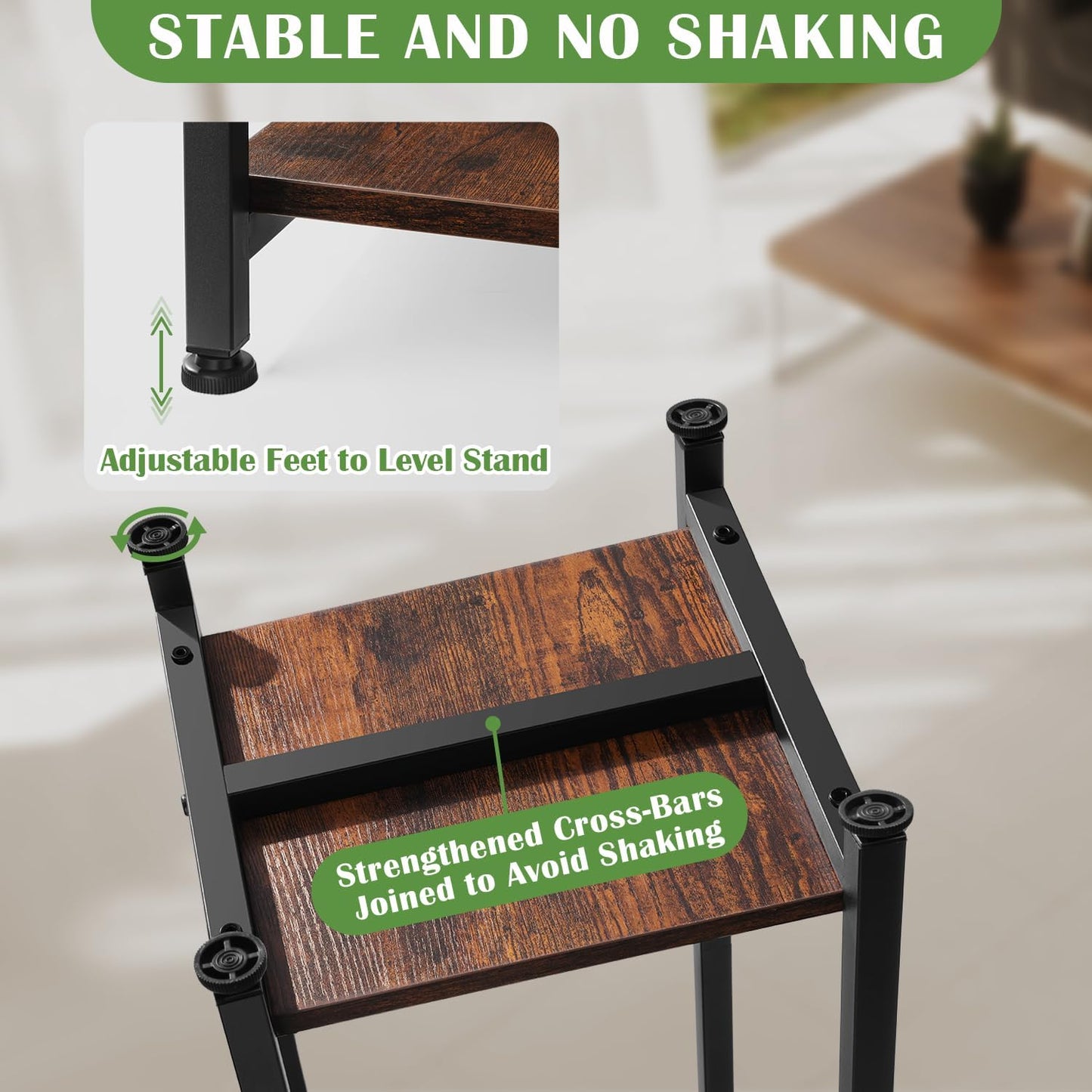Dipion 40 Inch Tall Plant Stand Indoor,2 Tier Pedestal Stand,Rustic Brown | Rock-Solid Stability,Adjustable