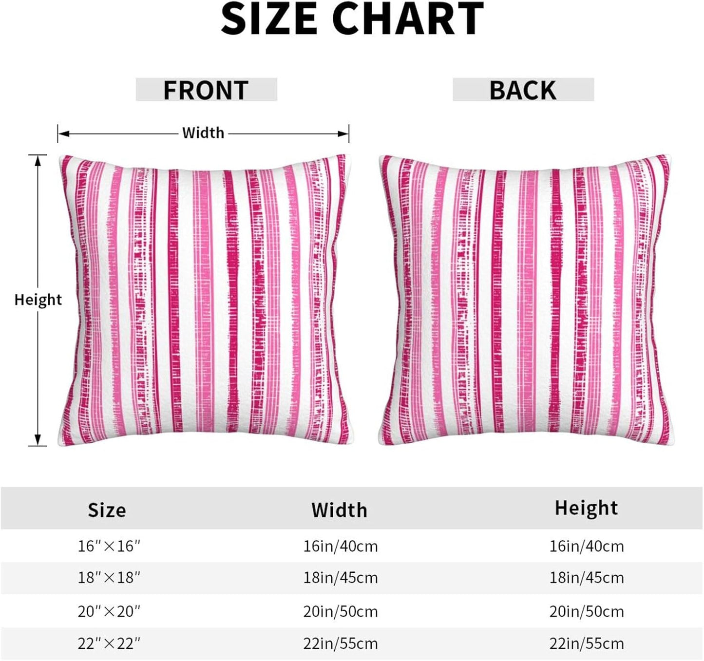 Boho Hot Pink White Striped Throw Pillow Covers Outdoor / 18 x 18 / Boho Hot Pink Striped / Set of 2