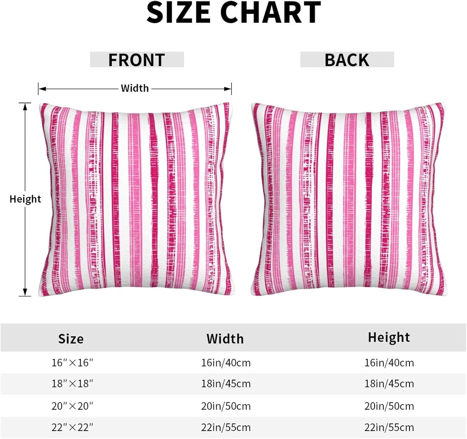 Boho Hot Pink White Striped Throw Pillow Covers Outdoor / 18 x 18 / Boho Hot Pink Striped / Set of 2