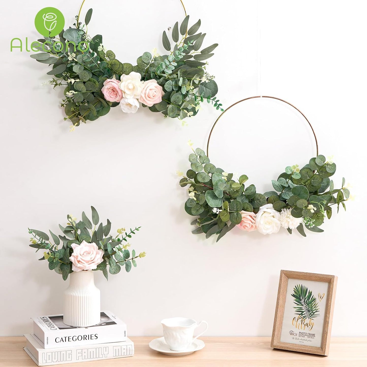 4 Kinds Artificial Stems Faux Sliver Dollar Fake / Greenery / Set of 75
