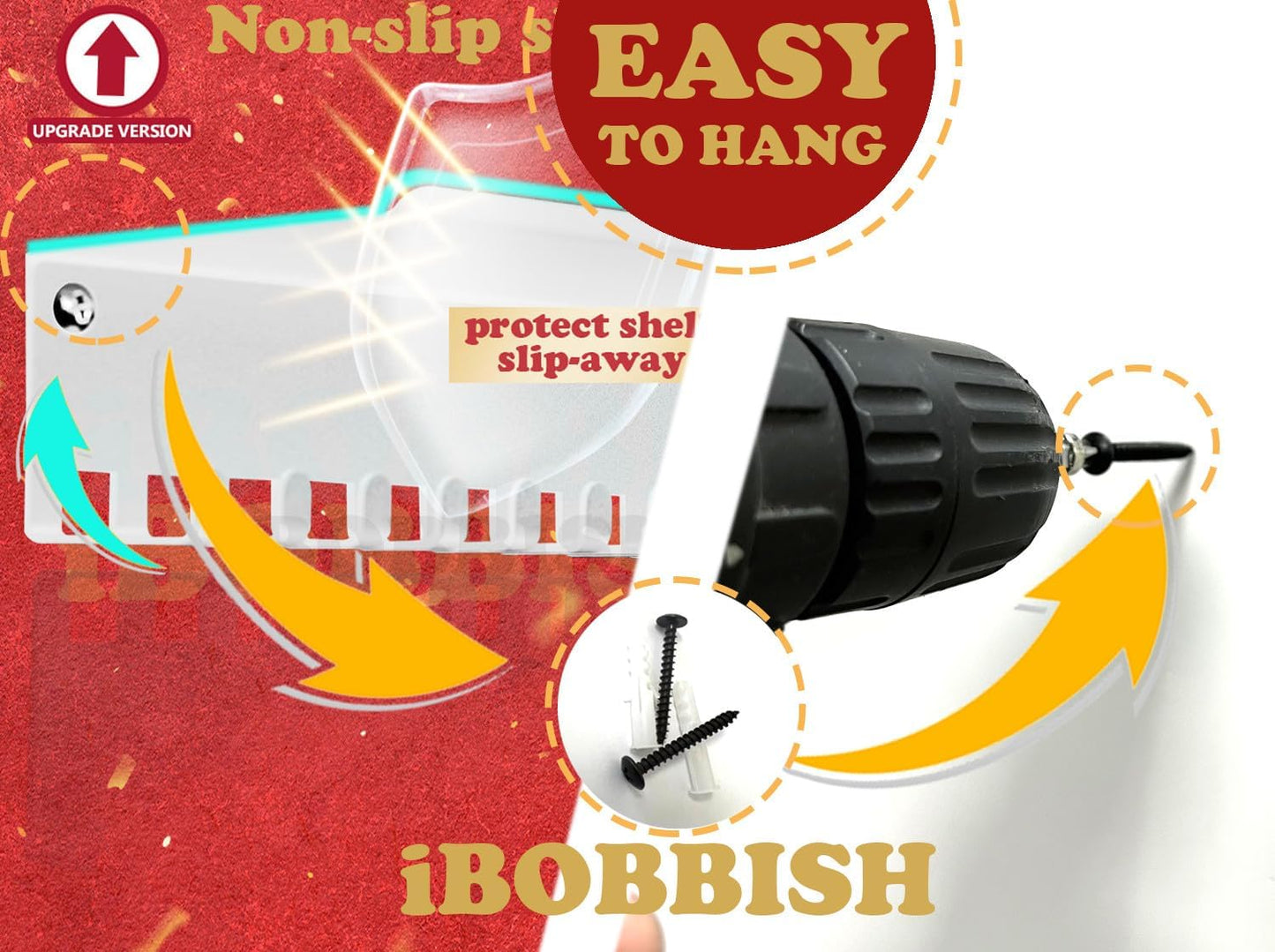 iBobbish Metal Medal Hanger Display,Non-Slip Trophy Shelf with 20 Hooks,Wall Mount,Heavy Duty,Non-Bent,Holds
