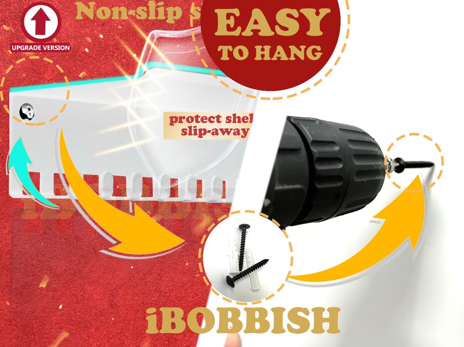 iBobbish Metal Medal Hanger Display,Non-Slip Trophy Shelf with 20 Hooks,Wall Mount,Heavy Duty,Non-Bent,Holds