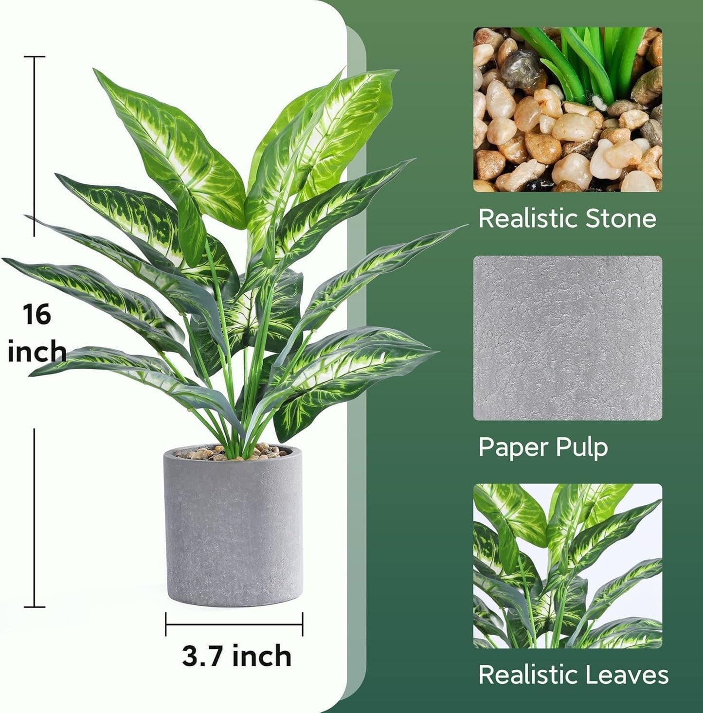 Der Rose 16" Small Fake Plants Artificial Tropical Faux Plants Indoor